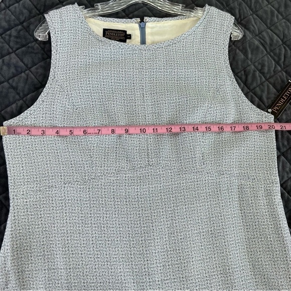 Pendleton Dress Women Size 14 Wool Blend Sheath Blue White Sleeveless Lined I - Picture 7 of 11